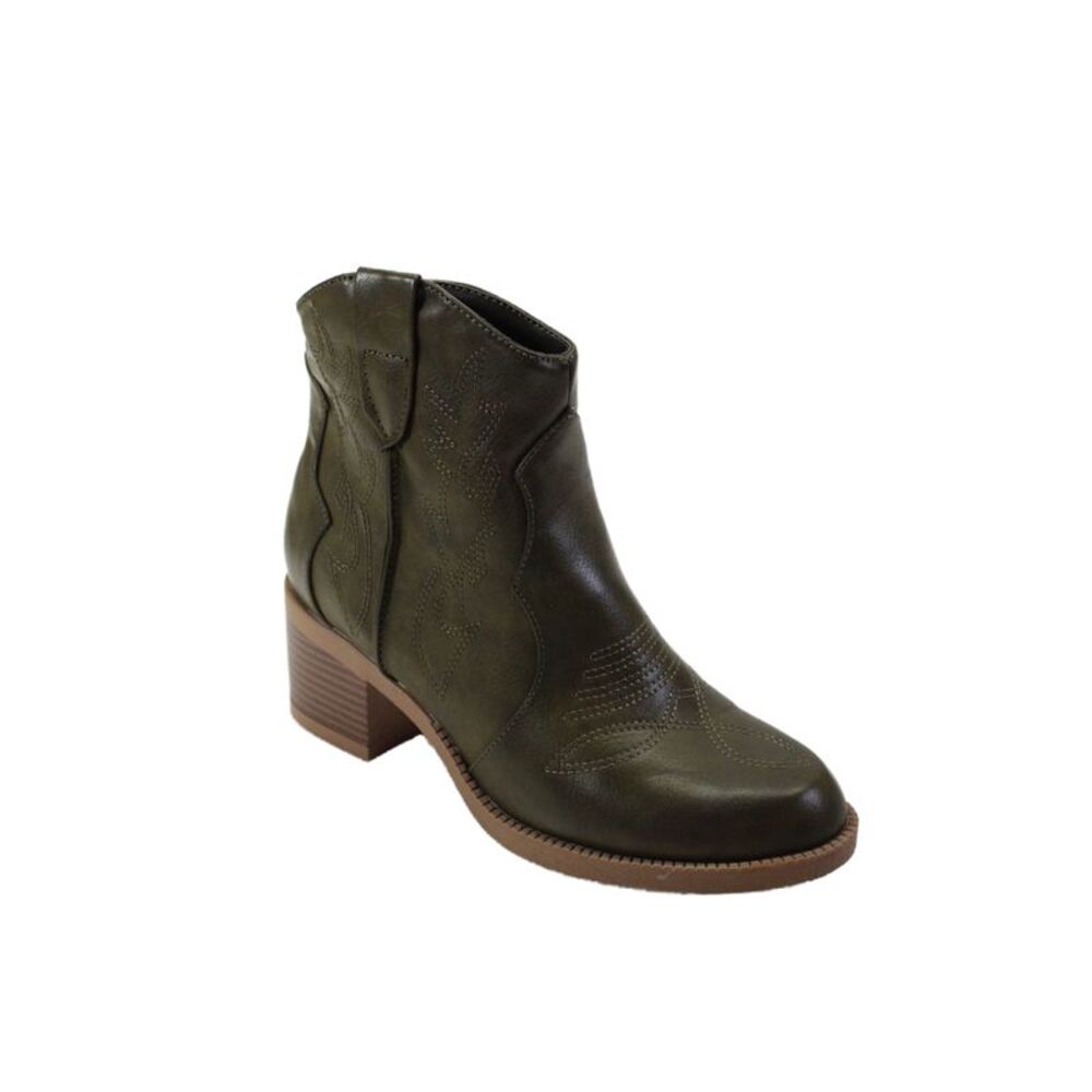 Pizz Annu Womens Leather Embroidered Zip Up Ankle Boots Green Size 6.5